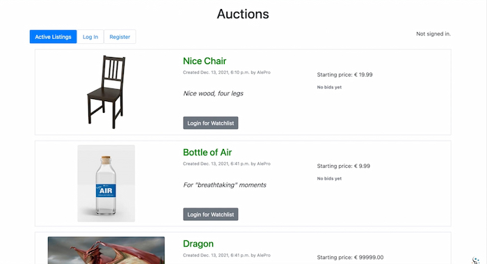 homepage of ecommerce project website