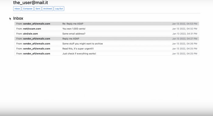homepage of mail project website